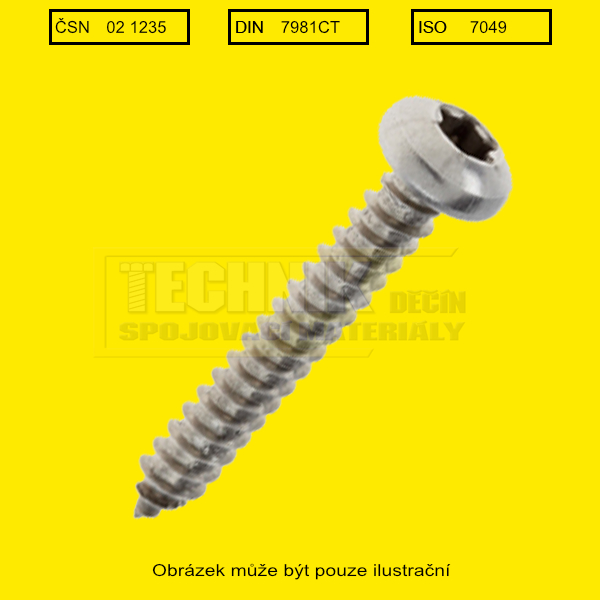 Din 7981CT půlkulatá  hlava TORX