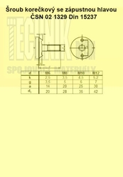 v 12x 30  1329  Din 15237 korečkový zápustný + matice+ podložka