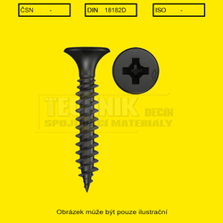 Sádrokarton vrut 3.9x45  FSČ          Din 18182D dvouchodý do plechu zápustná PHILLIPS