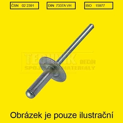 Nýt trhací St/St 4.0x 8          Din 7337A Velká hlava 10mm 