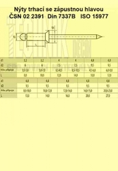 Nýt trhací Al/St 4.8x 8          Din 7337B  zápustná 