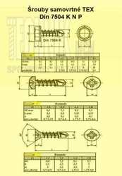 TEX  6.3x 70  Zn          Din 7504N půlkulatá