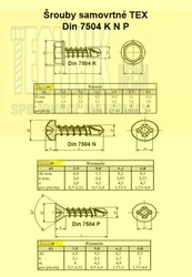 TEX  4.8x 19  Zn          Din 7504O zápustná TORX