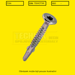 TEX  6.3x 70  Zn          Din 7504OTXK zápustná  TORX s křidélky