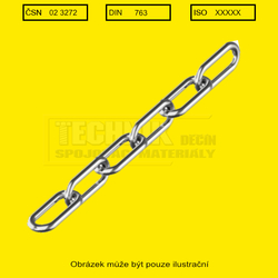 Řetěz článkový  3.5x28x16  Zn  3272  Din 763 dlouhý článek