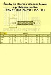 Šr.do plechu 4.8x 13  Zn          1232  Din 7971C válcová na drážku + špička