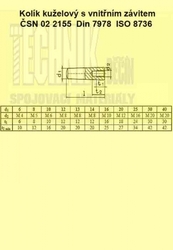 Kolík 10x80          2155  Din 7978 A  nekalený  kuželový vnitřní závit