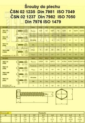 Šr.do plechu 2.9x 19  Zn          1237  Din 7982C