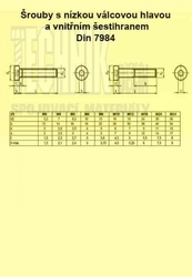 Imbus  8x12  Zn          Din 7984 10.9 TORX nízká hlava