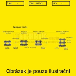 Článek spojovací válečkový řetězu 16B  4x4 Flyer  čep pro závlačky