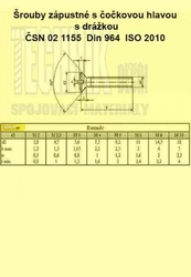 3x 8  Zn          1155  4.8  Din 964 čočková - průběžná drážka 