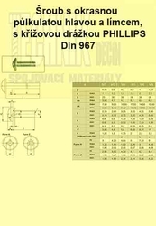 3x30  Zn          Din 967  půlkulatá hlava - kříž PH - okrasný