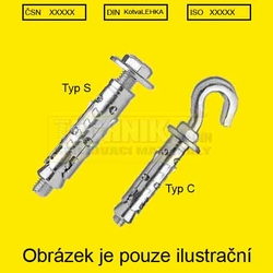 KOS-C kotva s hákem 12x50 M08  ČSN  DIN  ISO