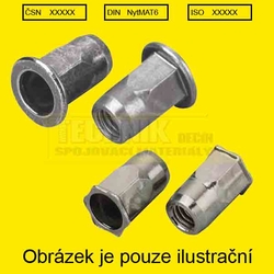 Nýt maticový  6x16  A2  0.5 - 3.0 mm  hlava plochá, tělo do 1/2 šestihran