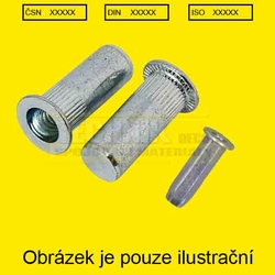 Nýt maticový  8x25  A2  1.0 - 3.5 mm  hlava plochá, tělo do 1/2 šestihraný SLEPÝ