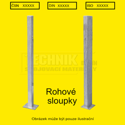 Sloupek plotový 1400x40x40 s deskou HOLÝ + záslepka. ROHOVÝ - bez držáků