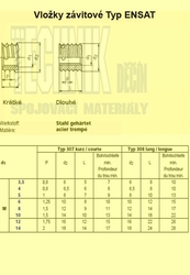 Vložka závitová M  6x12  mat 1.4305          ENSAT 308